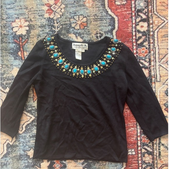 Joseph A Tops - Joseph A. Turquiose Embroidered Top